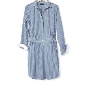 Banana Republic Stripped Cotton Long Sleeve ShirtDress Size 8